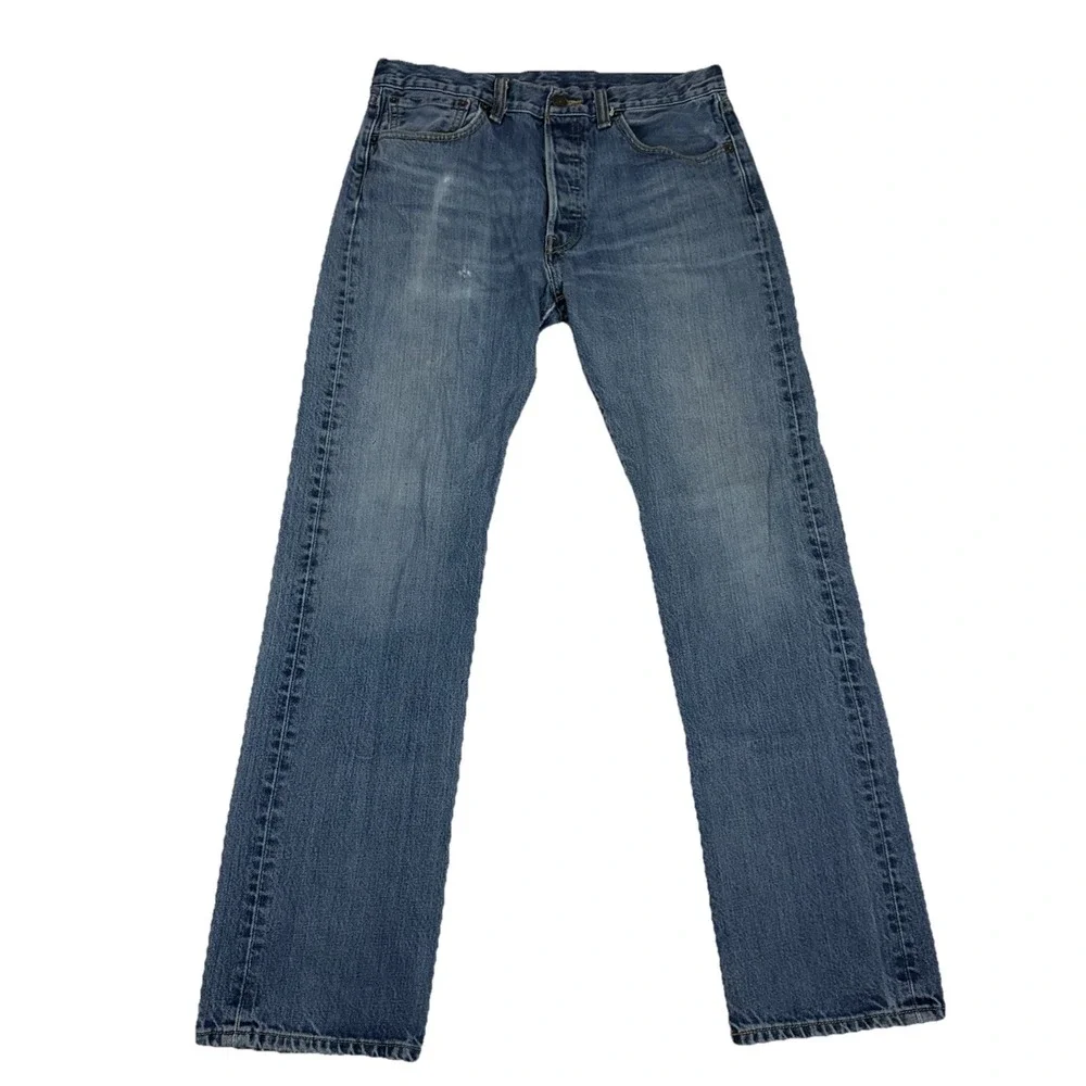 Levis 501 Jeans Mens 32x32 Blue Wash Button‎ Fly Straight Leg Original Fit Denim